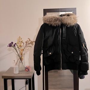 Burberry Men's Black Raccoon Fur And Shearling Hood Duck-down Jacket